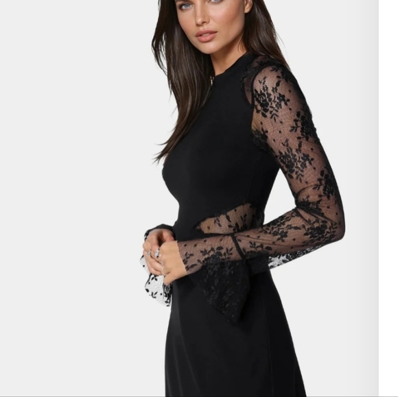 NWT BEBE LACE BELL SLERVE DRESS - Picture 4 of 4